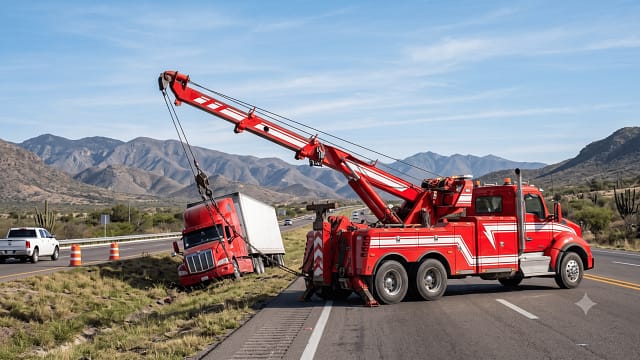 seguro para grúas: unidad de arrastre trabajando en carretera de México